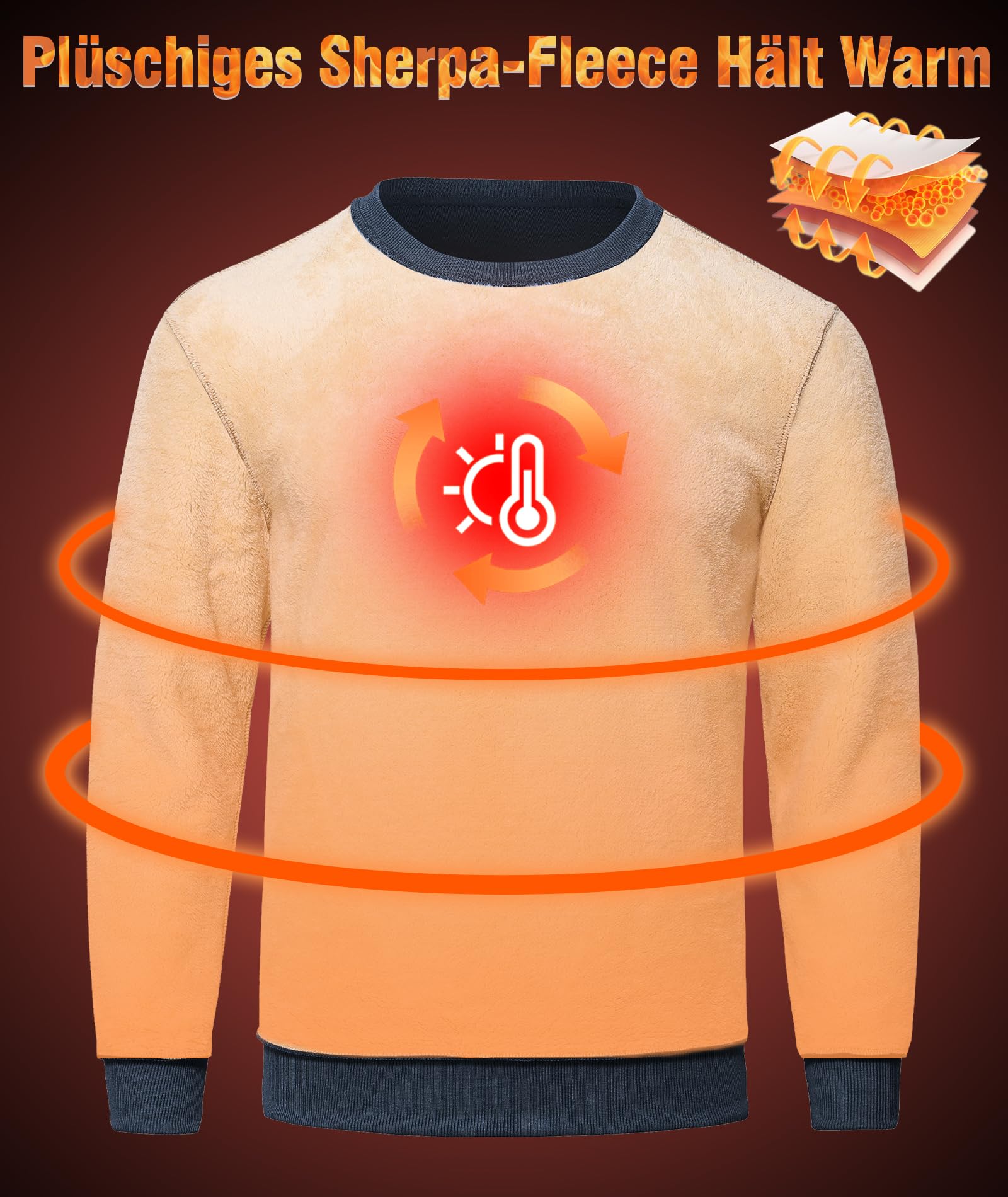 HFDWYJ Felpa Uomo Senza Cappuccio Inverno Girocollo Termico Foderato in Pile