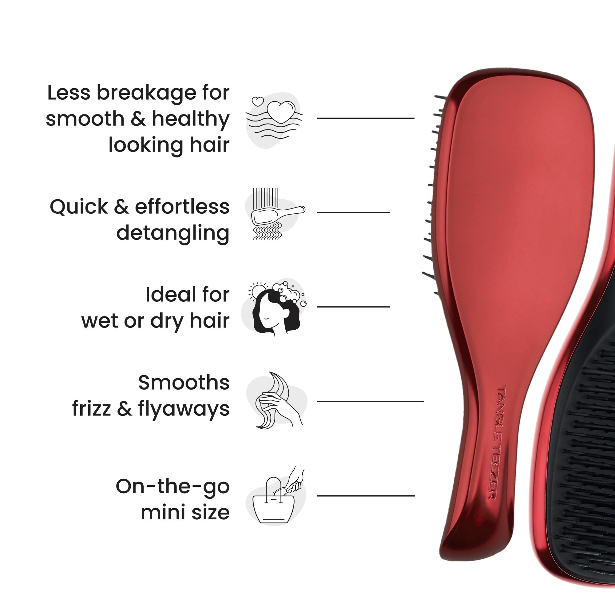 Tangle Teezer Devil Wears Prada The Ultimate Detangle, Rozczesuje Włosy, Zęby o Dwóch Długościach Ograniczają Łamanie, Edycja Limitowana z Czerwonym Metalicznym Wykończeniem