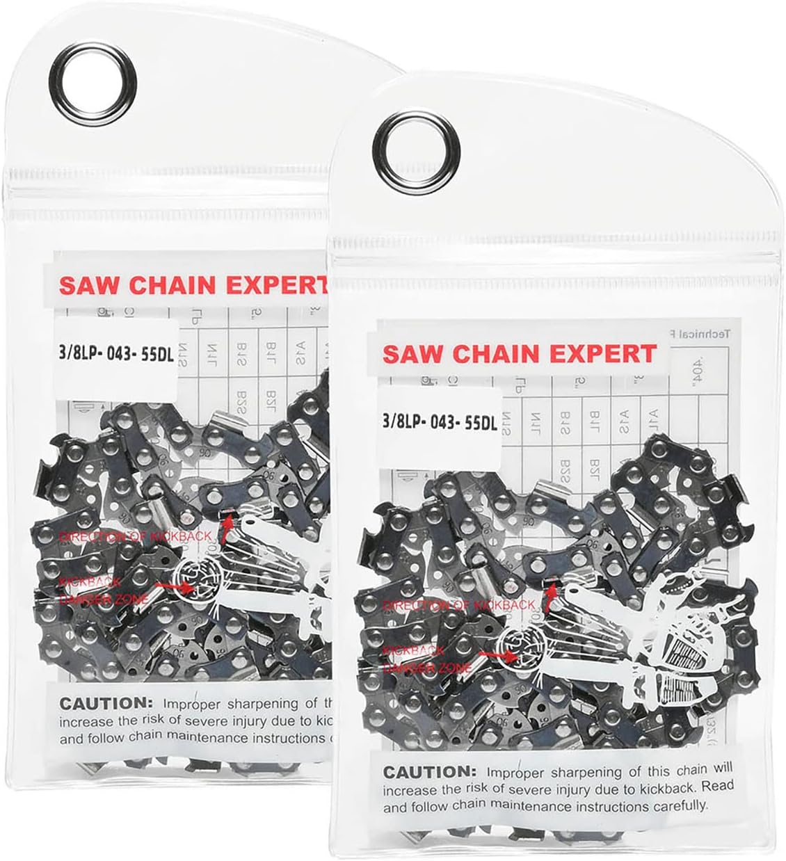 Aiebo 16 Inch Chainsaw Chain 3/8 LP .043 Gauge 55 Drive