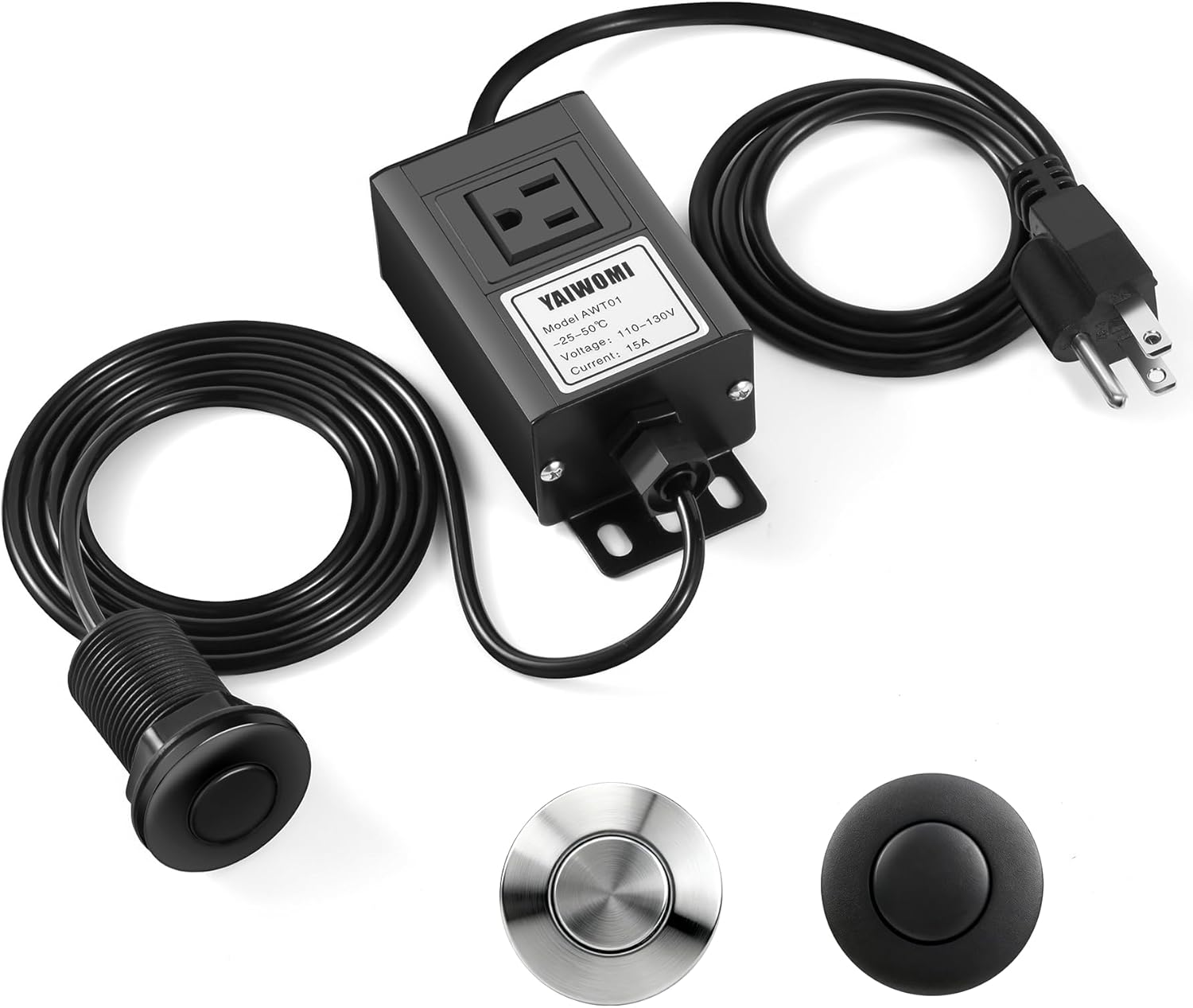 Garbage Disposal Air Switch, UL Listed Food Waste Disposer Wireless Air Switch Kit, Push Button Brushed Nickel Stainless Steel,2.5-Inch Sink Top Butto