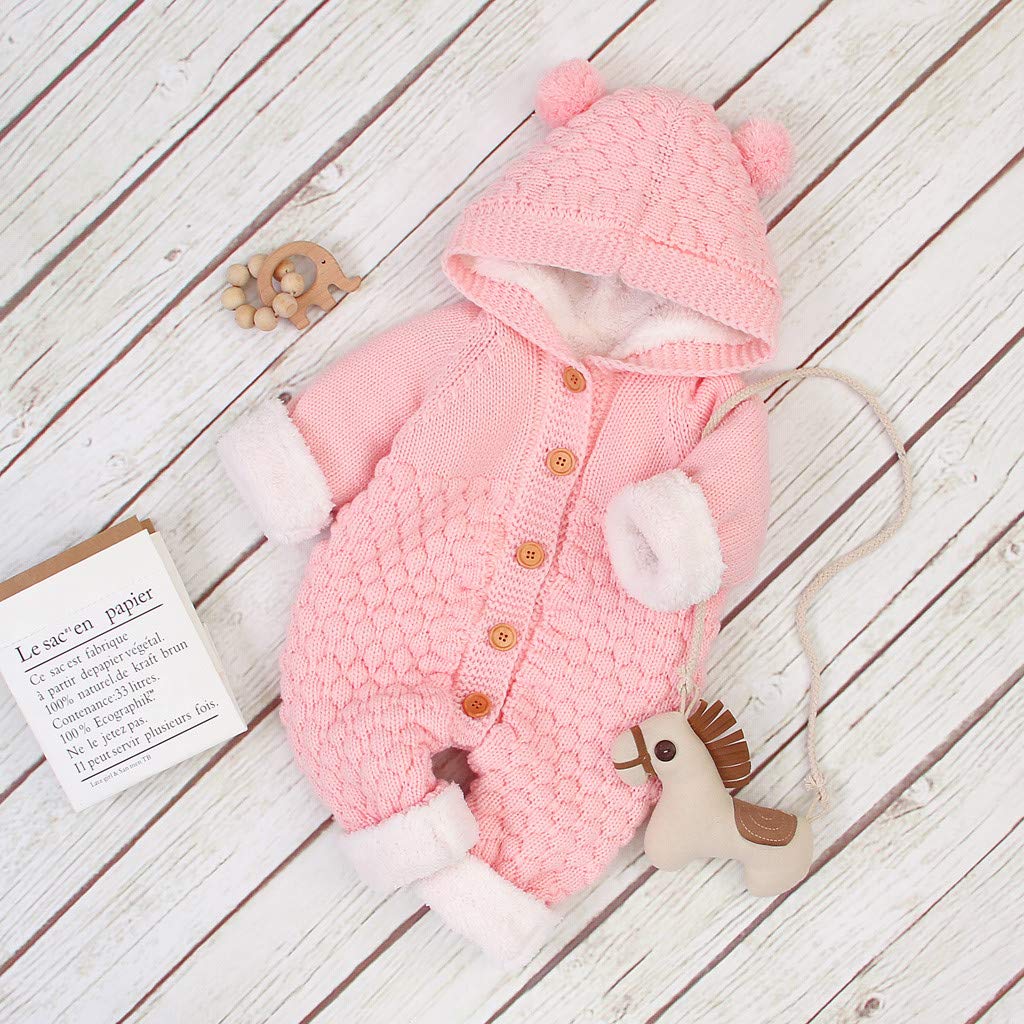 Generisch Newborn - Mono de punto para bebé con capucha, para invierno, de terciopelo