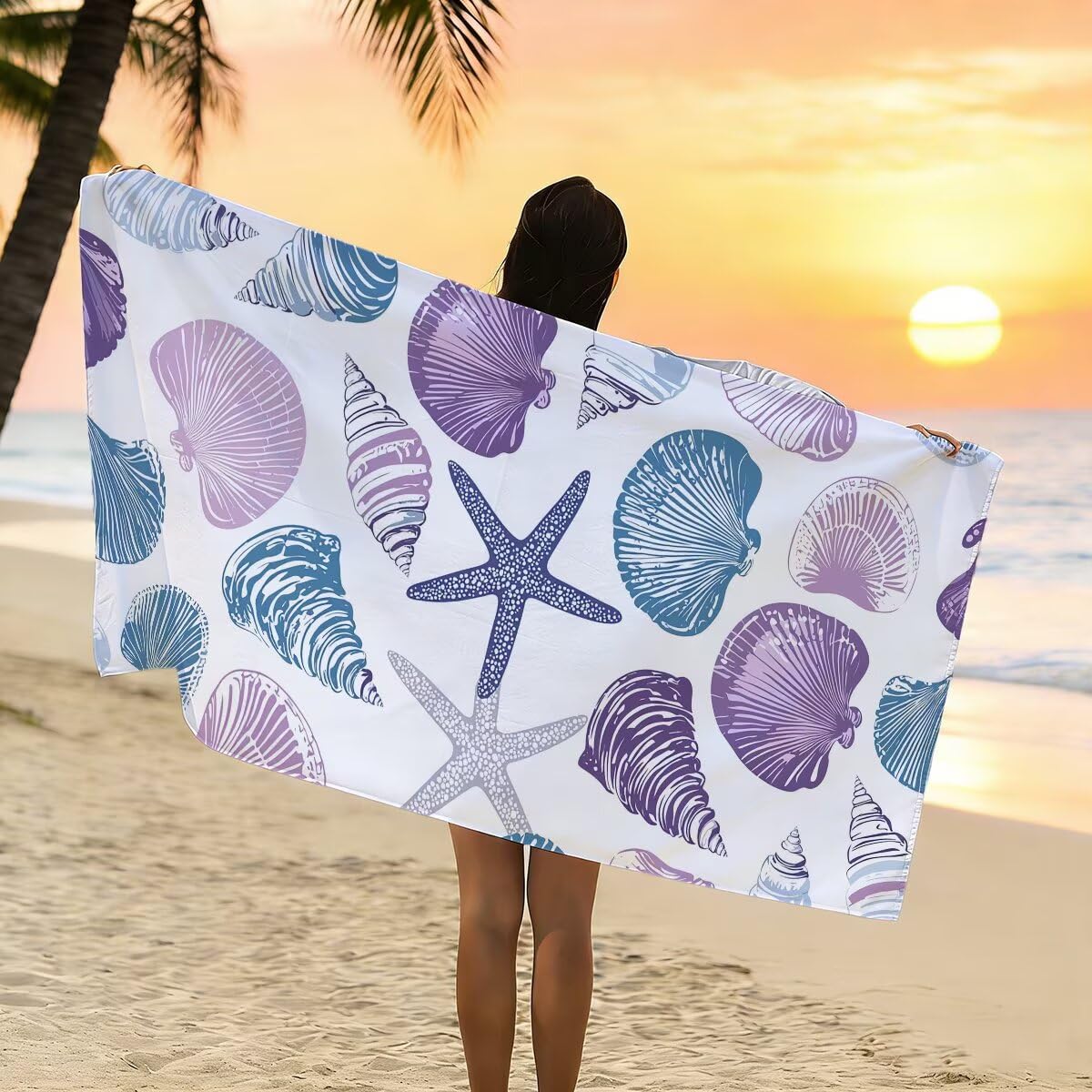 Telo Mare Microfibra, Telo Mare Grande 90x200cm 2 Pezzi, Asciugamano Palestra Donna Asciugatura Rapida, Antisabbia Asciugamano Microfibra, Leggero Asciugamani Palestra per Regalo Donna (Lilla) -4410