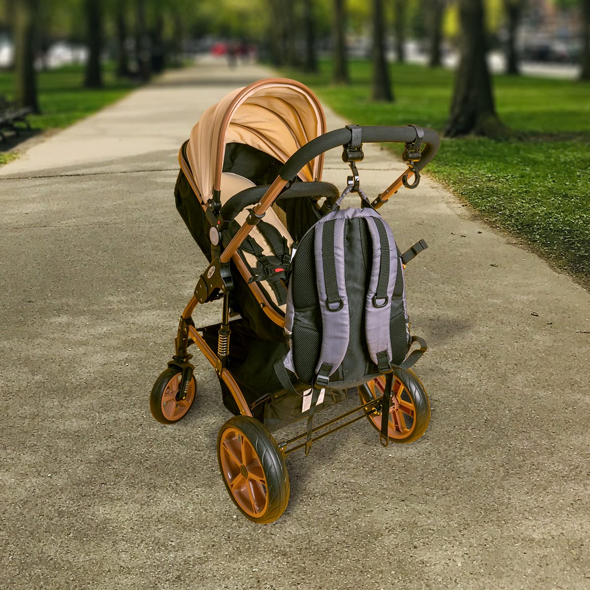 4 Pezzi Ganci Passeggino Universali Macla - Ganci per Passeggino Porta Borse in Alluminio - Portaoggetti Passeggino con Chiusura Regolabile in Velcro - Design Elegante e Cuciture Extra Forti