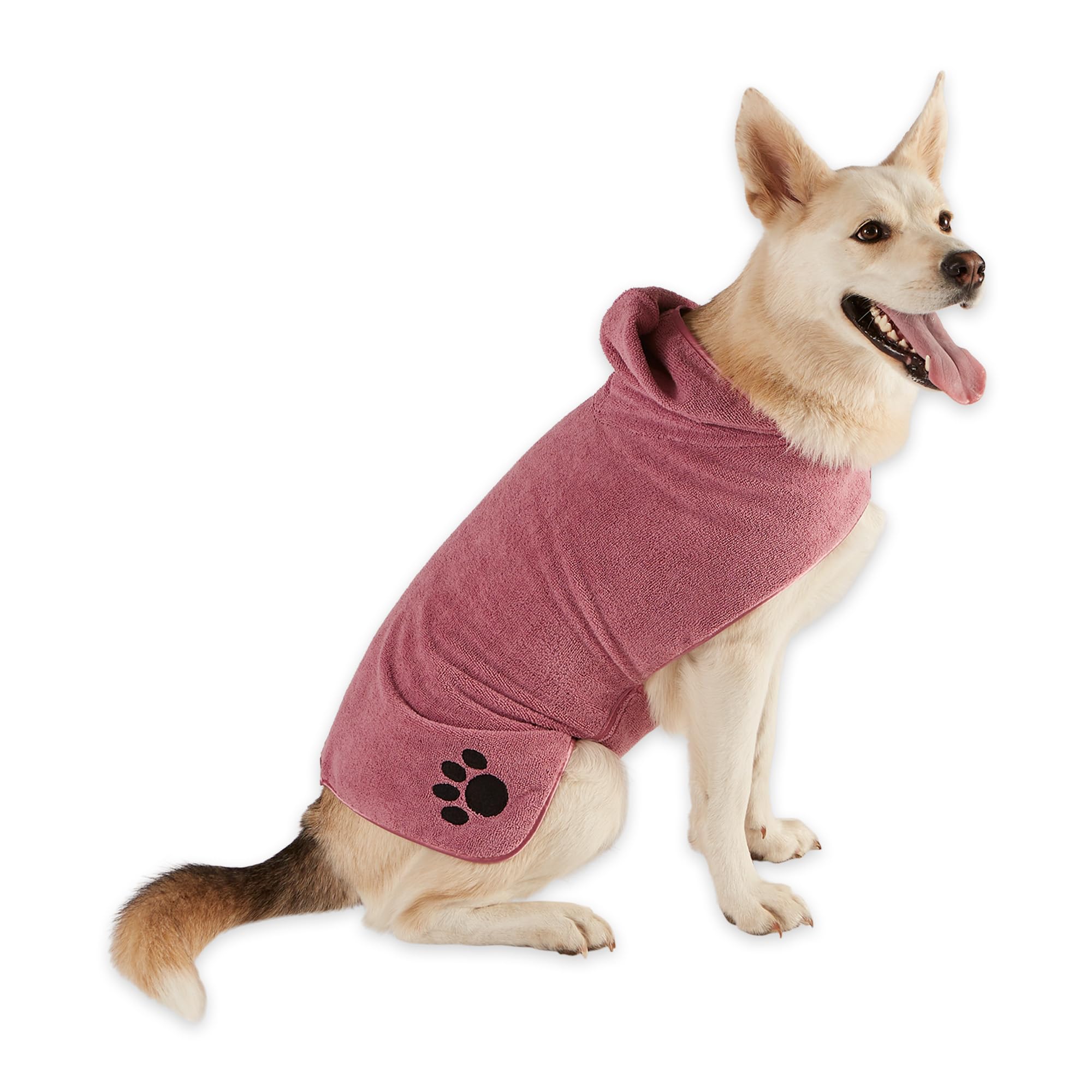 Bone Dry Pet Robe - Embroidered Microfiber Bath Robe For Dogs & Cats, X-Small, Absorbent & Quick-Dry