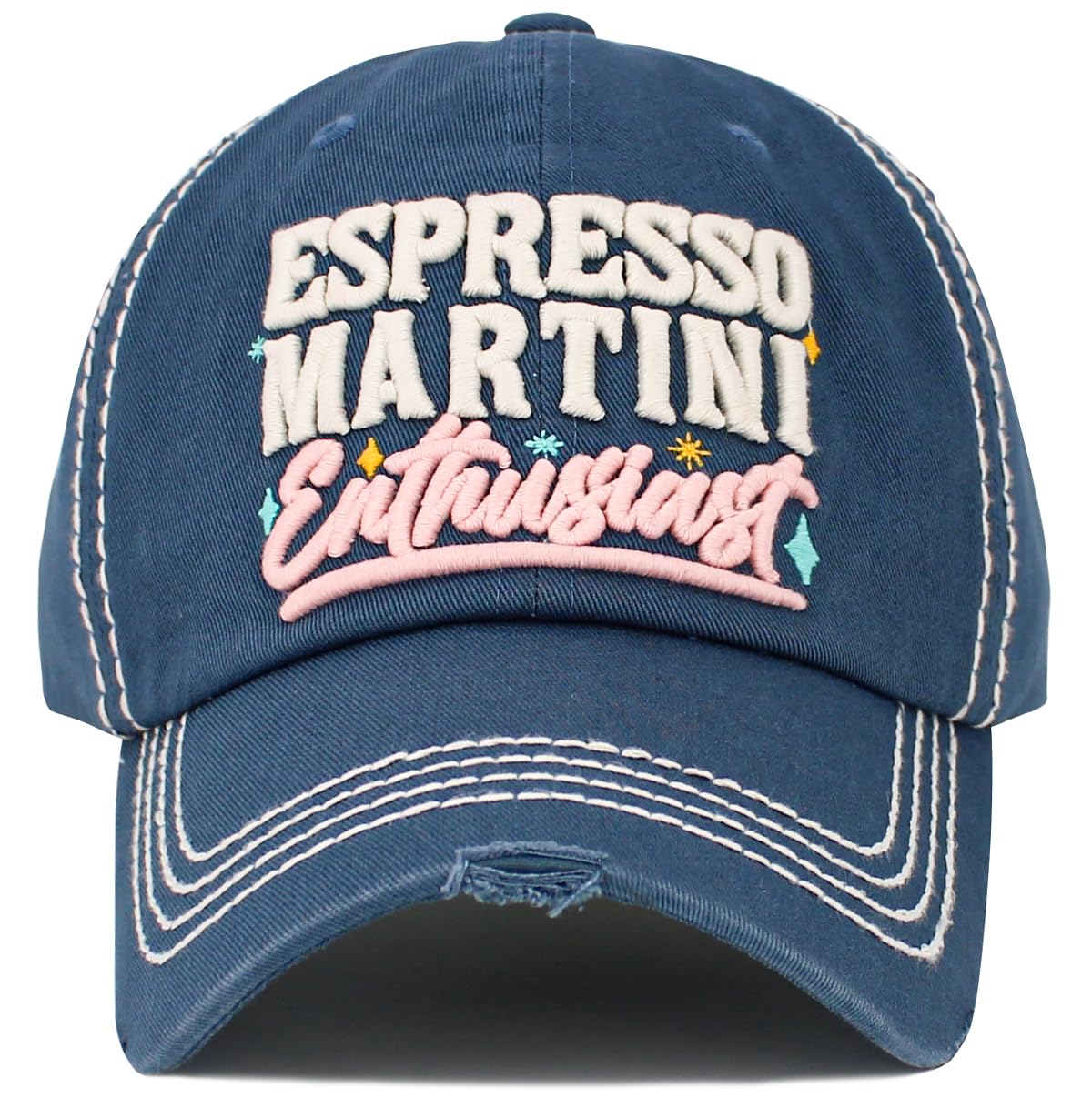 Vacation Beach Camping Womens Baseball Cap Distressed Vintage Unconstructed Embroidered Patch Hat