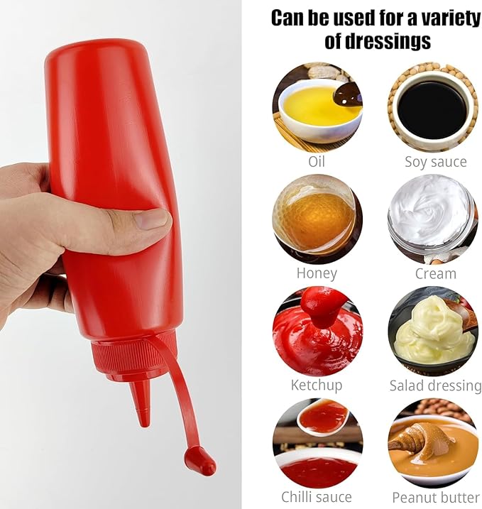 3 Botellas Plástico Exprimibles 250ml con Boquilla para Salsas Cocina miniatura 5