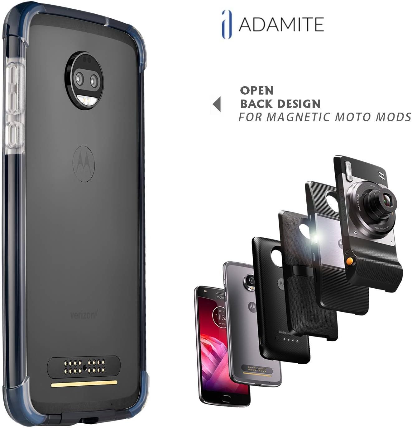 Moto Z2 Force Case Bumper Black/Clear Compatible with Moto Mods Does Not Fit Moto Z (2016), Moto z Play (2016), Moto Zforce 1st Generation (2016)