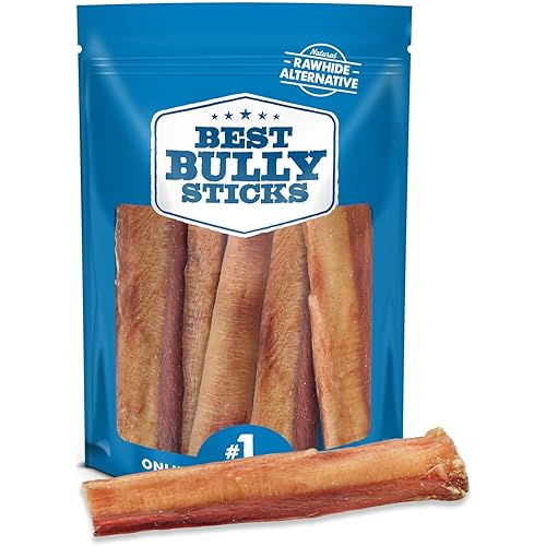 Best Bully Sticks Thick 6 Inch Bully Sticks for Dogs - 5 Count (Pack of 1) - Natural, Grass-Fed Beef, Single Ingredient, Grain and Rawhide Free - Large Breeds