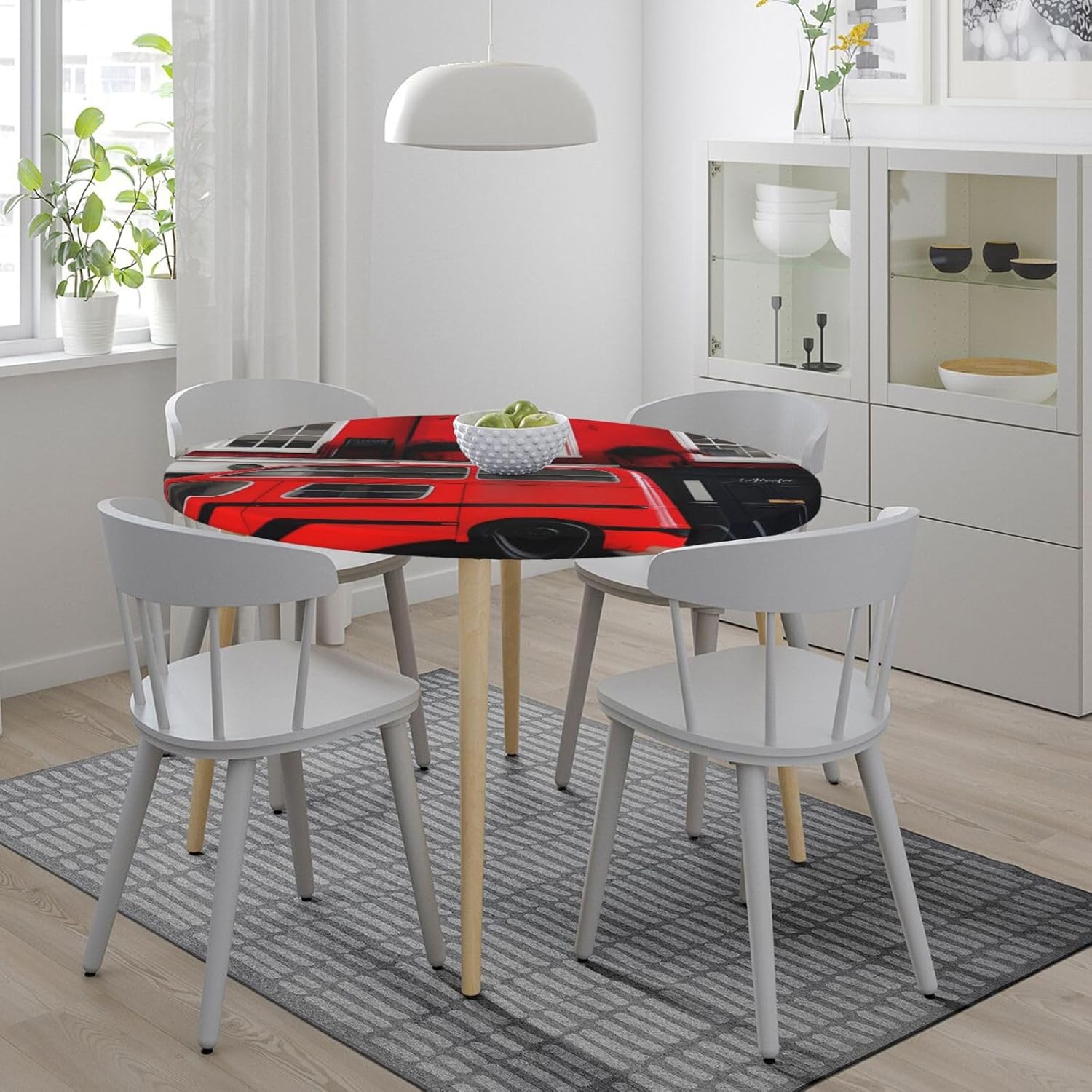 London Street Print Outdoor Patio Kitchen Decor Supplies Wipeable Round Table Cloth for Indoor Outdoor