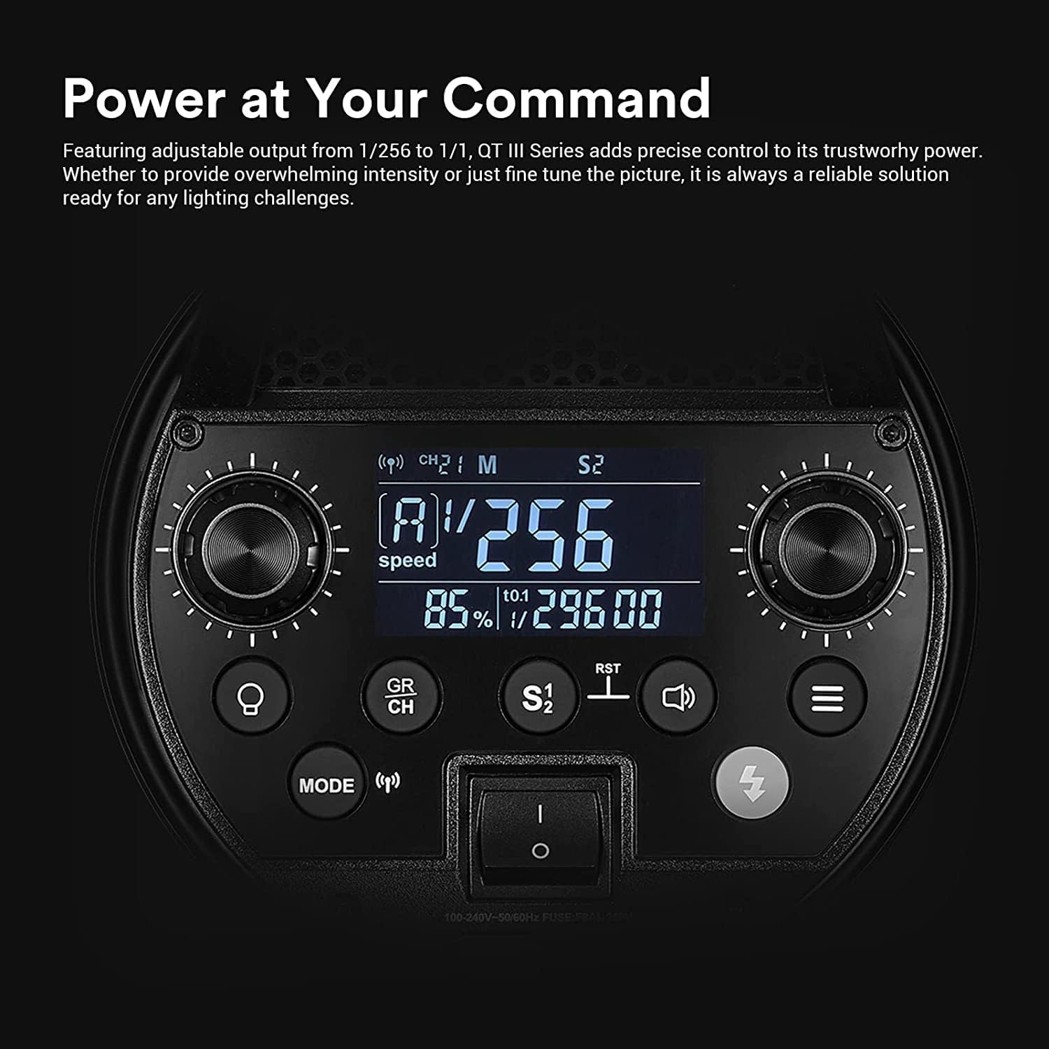 GODOX QT400III Studio Strobe Flash Light 400W GN65 1/8000s High Speed Sync Photography Lighting Built in 2.4G Wirless System 40W LED Modeling Bulb LCD Panel with M/Multi/HSS Flash Mode