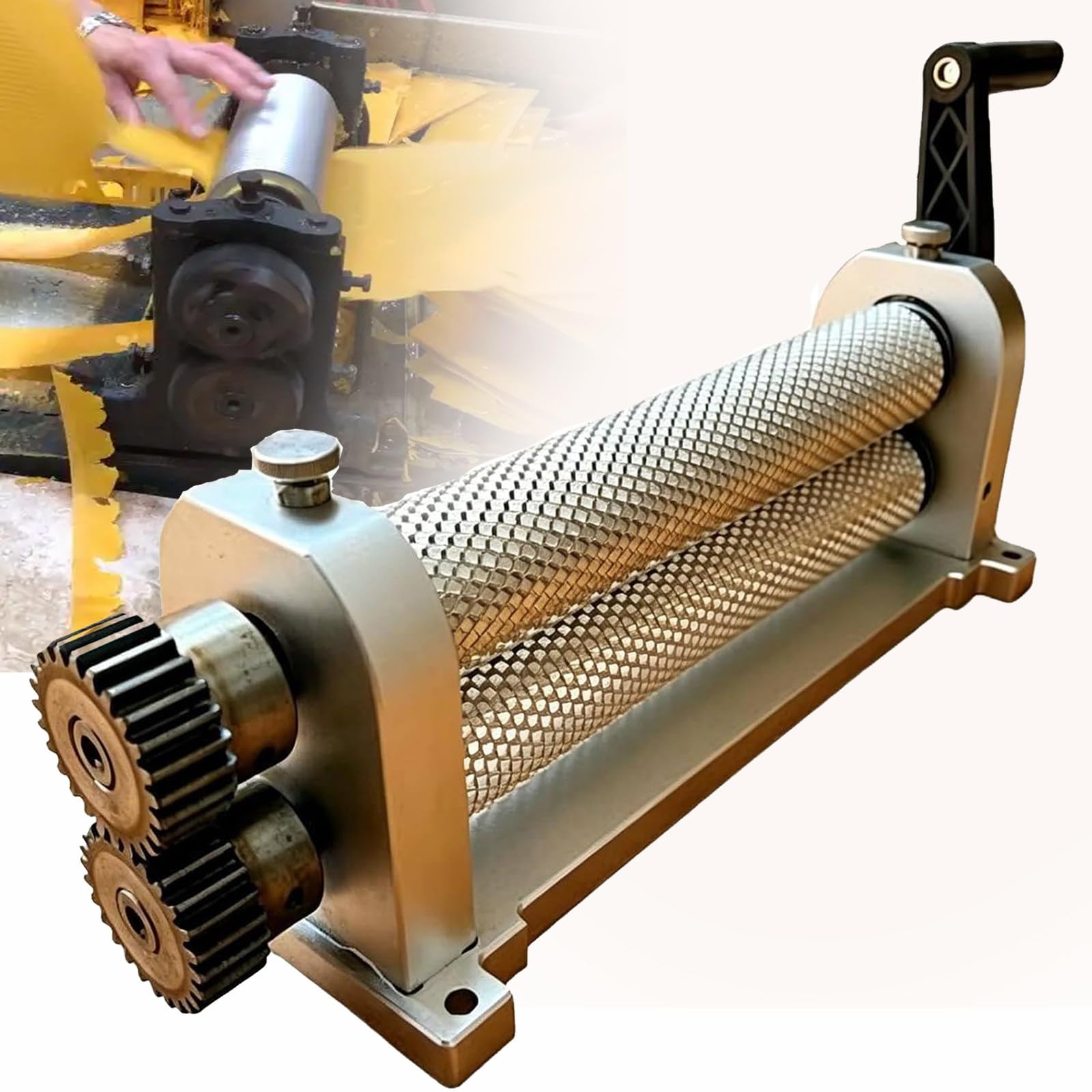 JIADUOFU Manual beeswax comb foundation roller mill, 280mm aluminum alloy honeycomb printing stamper, beekeeping producing honeycomb, 4.9mm, 5.1mm, 5.4mm cell (available) 5.4mm