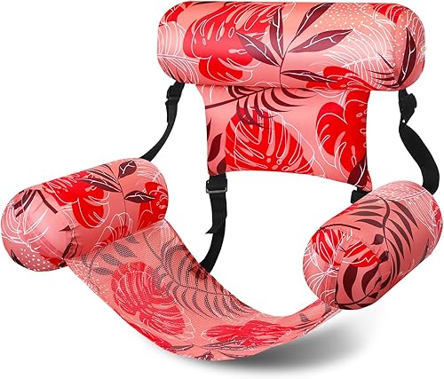 Sillas flotantes de piscina para adultos, sillas inflables de piscina, hamaca ajustable, silla flotante de agua, patrón de plantas tropicales,