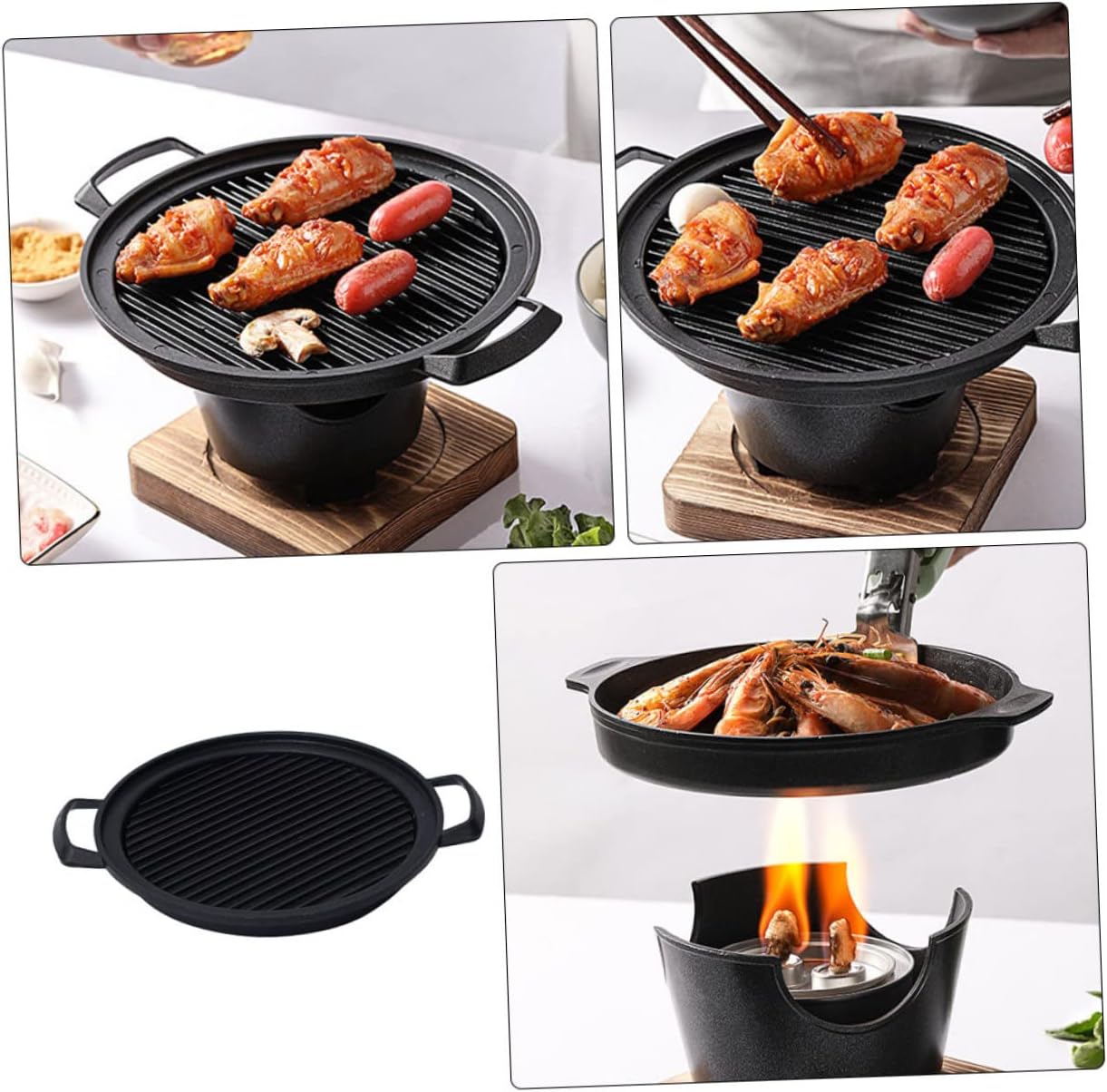 MERRYHAPY Bbq Bakeware Roasting Barbecue Grill Pan Non-stick Grilling Pan Small Bbq Stove Accessory