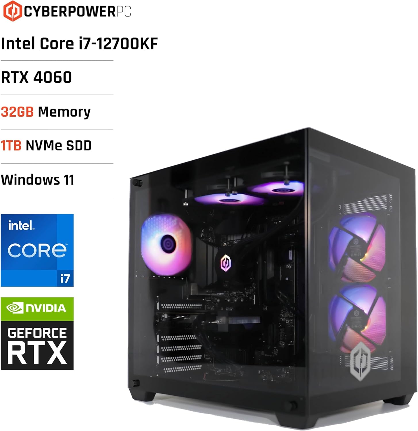 CYBERPOWERPC Luxe Gaming PC with key specifications highlighted