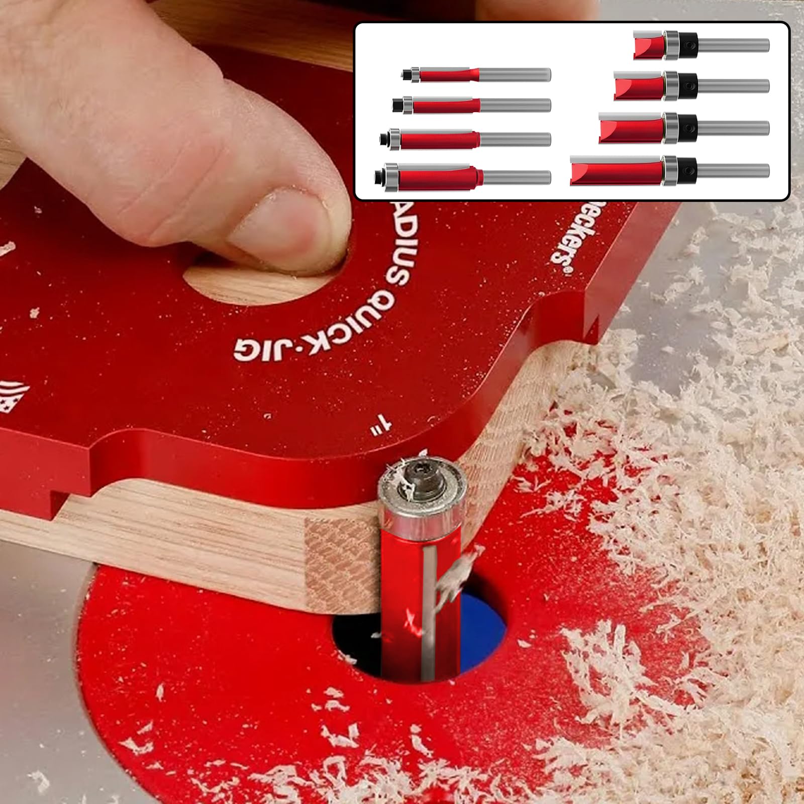 10 frese a filo da 8 mm con 2 punte magnetiche a percussione, fusto da 8 mm, 6 cuscinetti, 2 chiavi, fresa da 8 mm, fresa per legno per fresa superiore in metallo duro