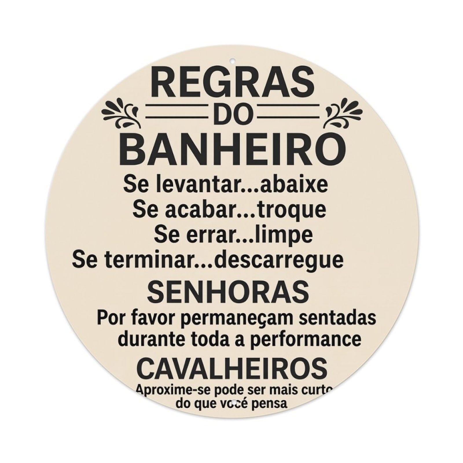 Bathroom Rules Ladies Gentlemen Round Tin Sign Vintage Style Metal Sign Home Bar Garden Wall Plaque Decor Metal Poster 8x8 Inch