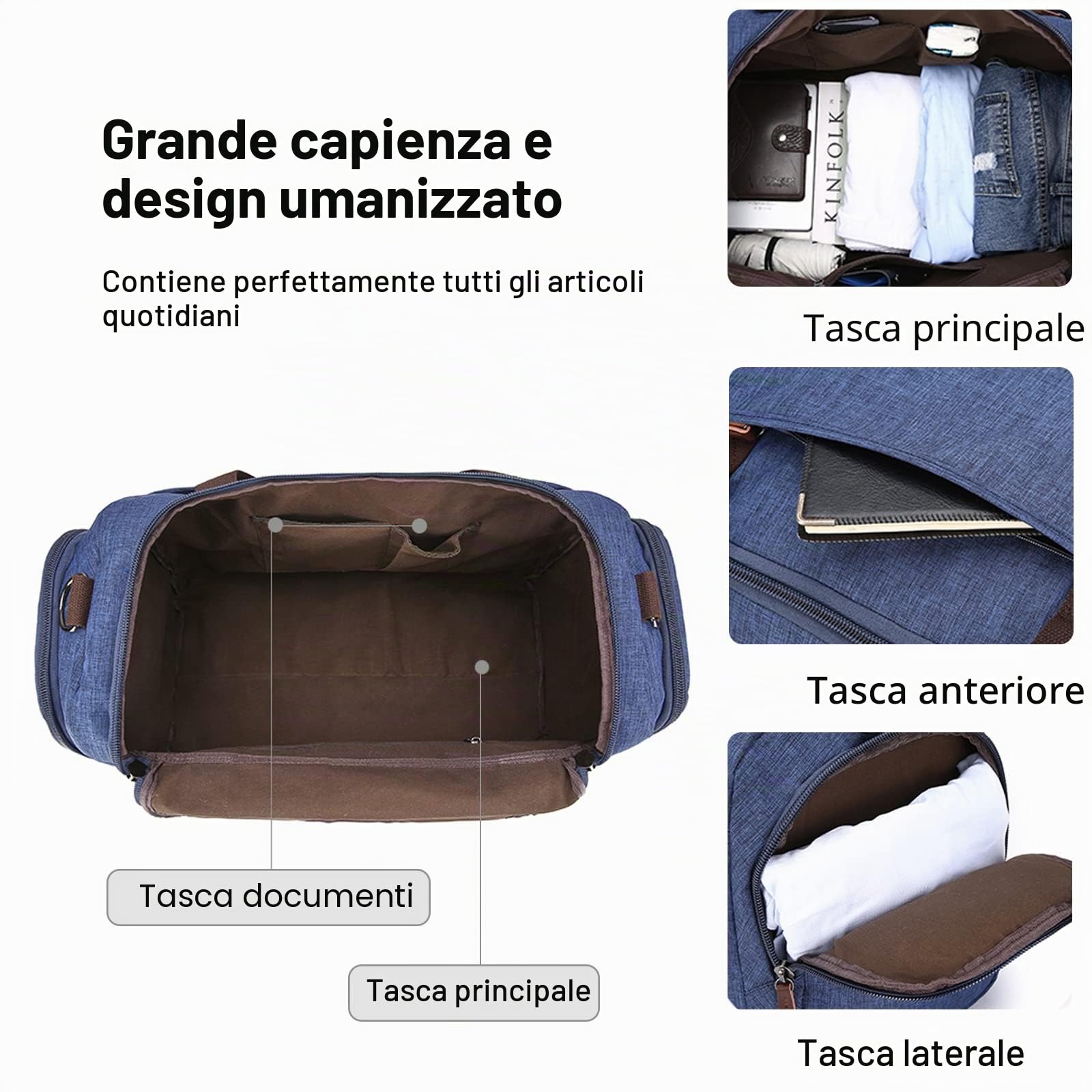 FANDARE Borsone da Viaggio in Tela Uomo Borsa Palestra Borsa Sportiva Donna Borsone Piscina Grande Borsone Nascita Ospedale