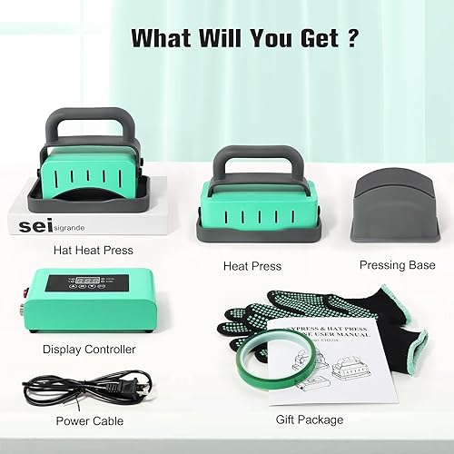 Miniatura 7 de Realkant Combo de prensa de calor y prensa de calor, máquina de prensa de calor 2 en 1 para gorras, camisetas, bolsos, mini prensa térmica portátil