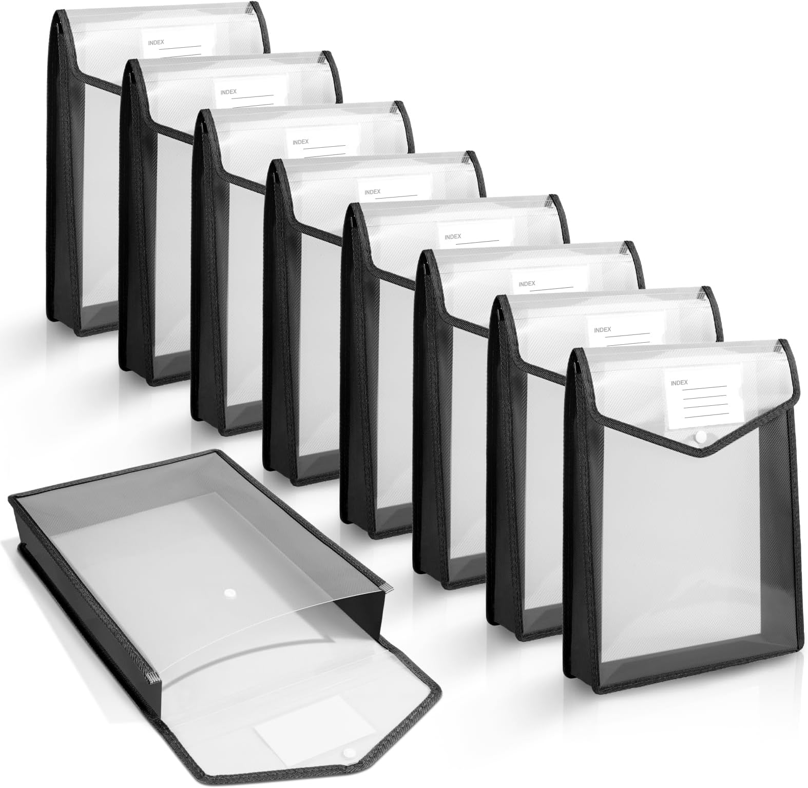 9 x A5 Plastic Folders Expandable Document Folder with Press Stud Document Folders (Vertical)