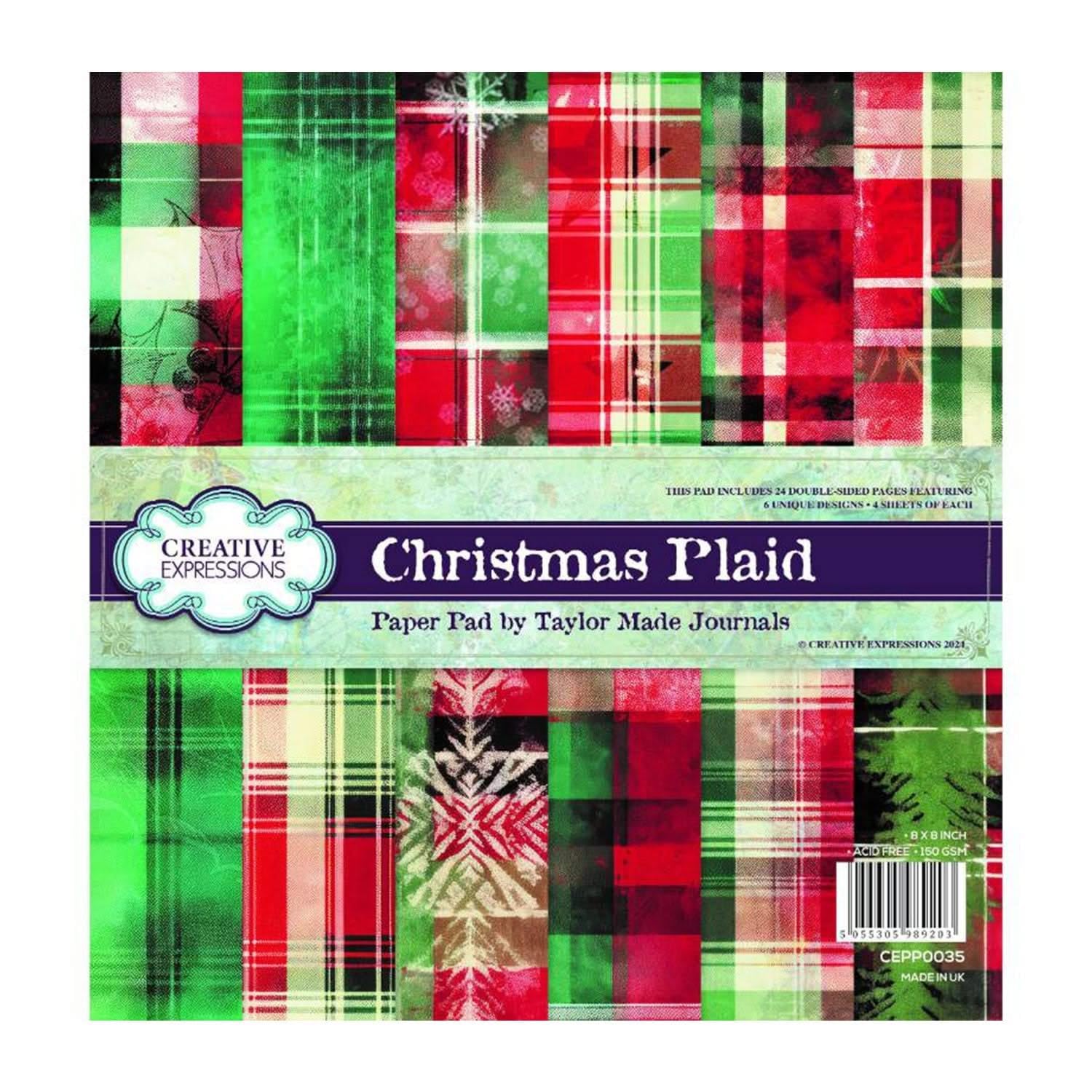 Talyor Made Journals Multicoloured Creative Expressions Taylor Made Journals Christmas Plaid 8 In X 8 In Paper Pad, 8 X 8 Inch