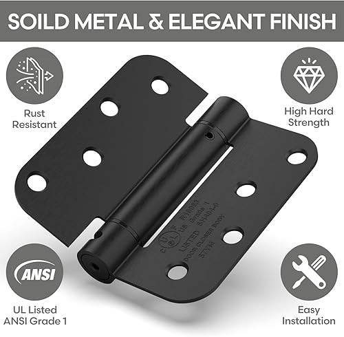 Miniatura 3 de Bisagra de resorte satinadocromo cepillado de 4 pulgadas, bisagras de puerta de cierre automático, bisagra resistente de 4 x 4 pulgadas para puerta,