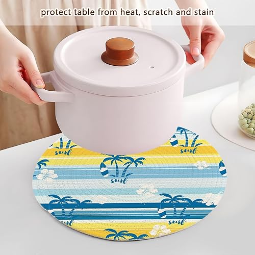 Miniatura 5 de Summer with Windsurf Round Cotton Pot holders, Hot Pads, Boho Cotton Hot Coasters Trivets for Cooking and Kitchen - Set of 3