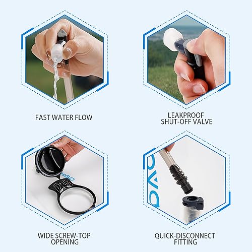 Miniatura 5 de Vejiga de hidratación, bolsa de agua de 1.5L 2L 3L para mochila de senderismo, depósito de agua de hidratación sin BPA y sin sabor, camping,