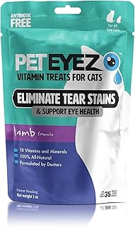 PetEyez - Cat Tear Stain Remover, Tear Stain Remover for Cats, Freeze Dried Lamb Cat Treats Made in USA Only - (Lamb) 1 Oz, 35+ Count