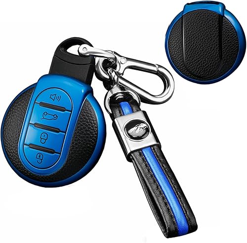 SANRILY Funda de cuero para llave Mini Key Case Shell Key Holder con llavero, Azul