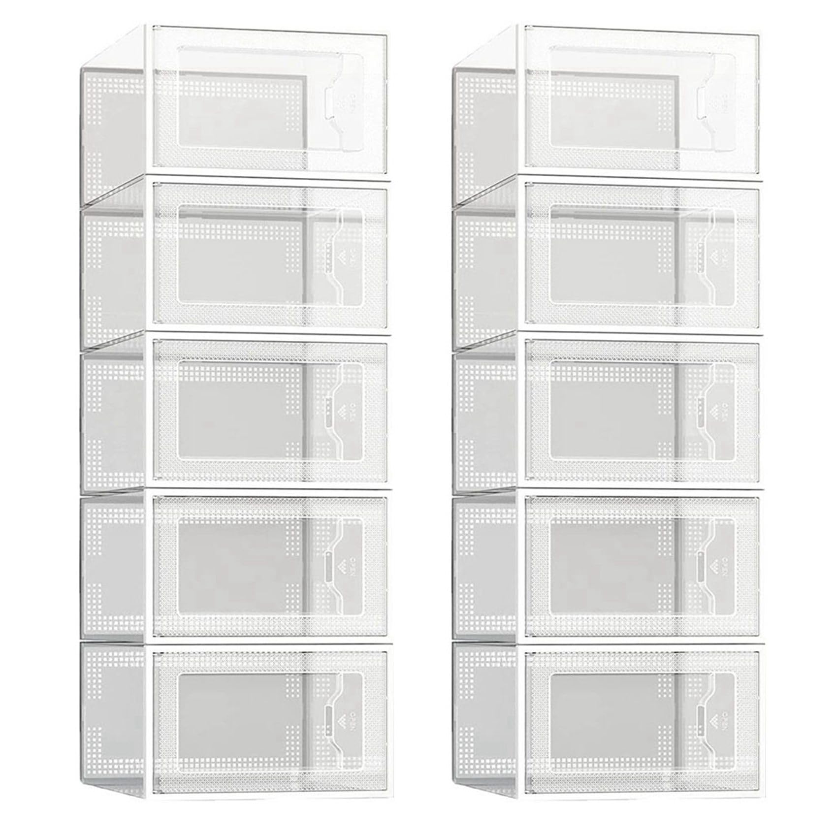 2 x transparente Schuh-Aufbewahrungsbox, Kunststoff-Schublade für Sneaker, transparent, Promi-Stil, platzsparendes Design, ideal für Zuhause und Reisen