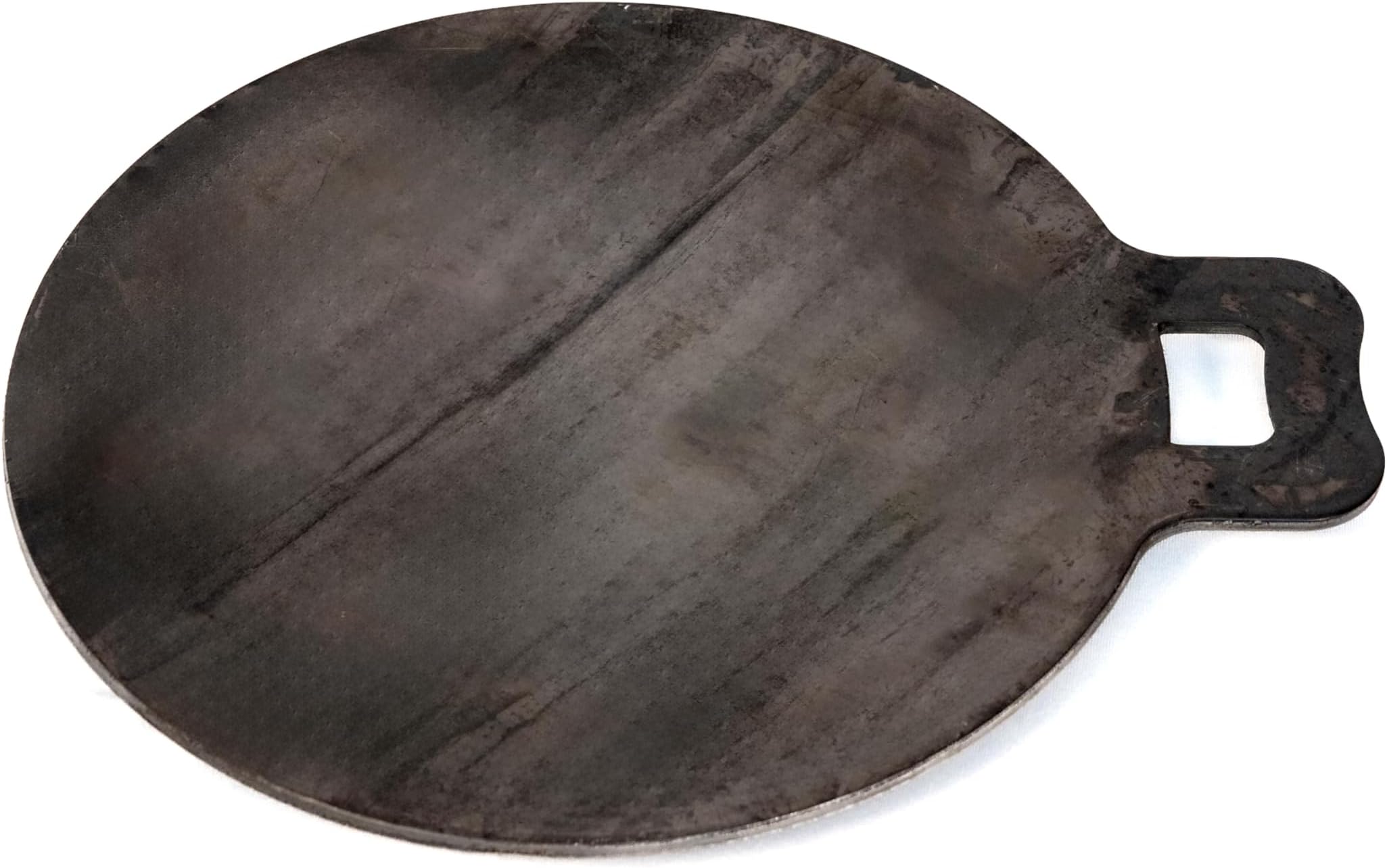 Zishta Traditional Handcrafted 12 Inch Pure Iron Tawa Pan | Pre Seasoned Iron Dosa and Roti Tawa Pan | Iron Tawa Dosa Kallu Cookware -Large | Export Quality | Black (Dia: 30.5 cm, 3 KG)