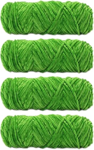 Hilo de chenilla de 4 madejas, para tejer a mano, suave y brillante, terciopelo de felpilla, para tejer ganchillo, para hacer manualidades, total de