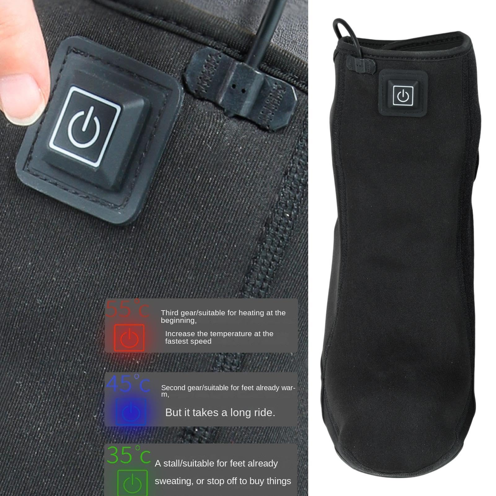 Copriscarpe da ciclismo a 3 livelli, riscaldati, antivento, scaldamuscoli