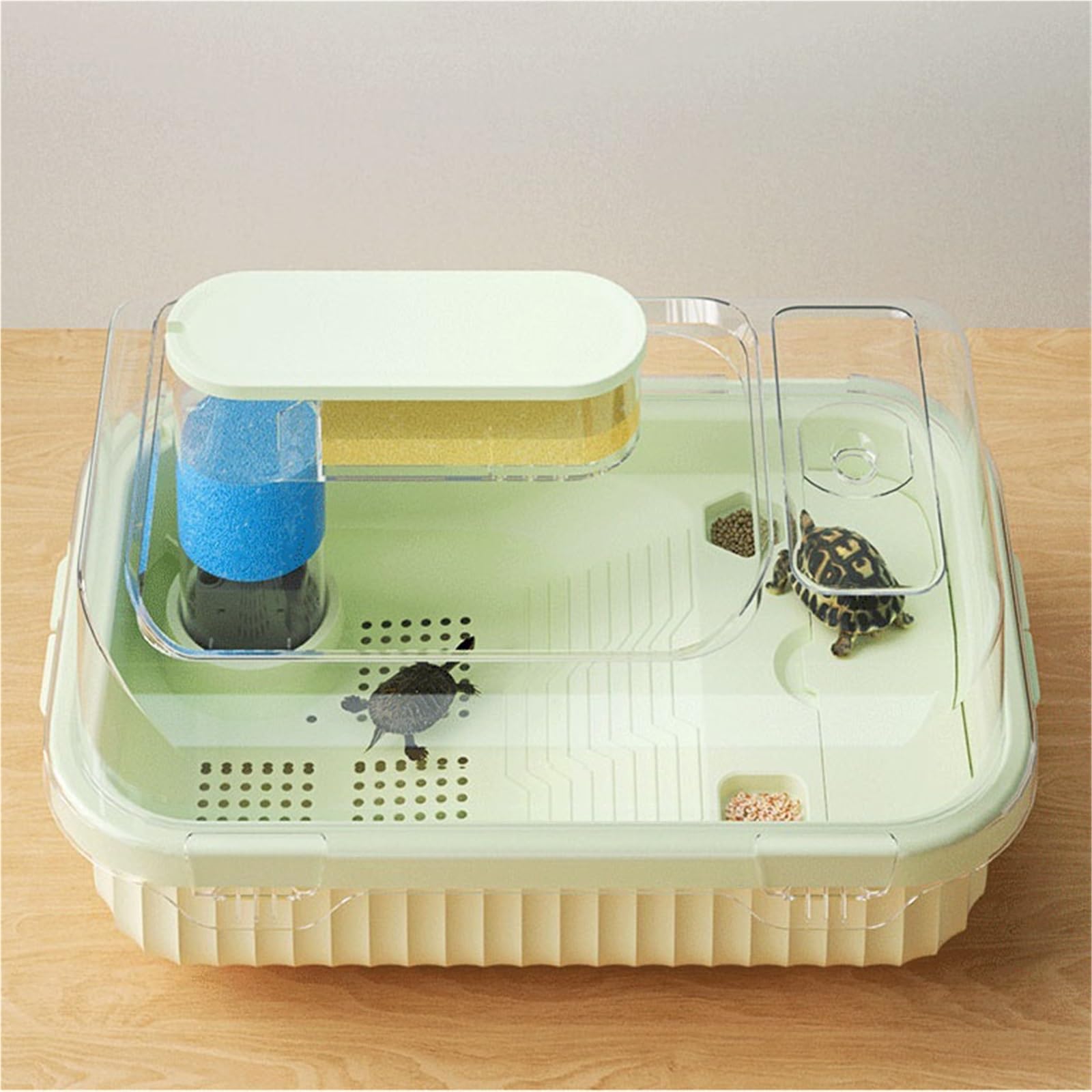 Siedlisko terrarium Platforma susząca na słońcu w zbiorniku dla żółwi, wspinaczka po zboczu, separacja suchej mokrej przezroczysta Terrarium akwariowe(Średni)