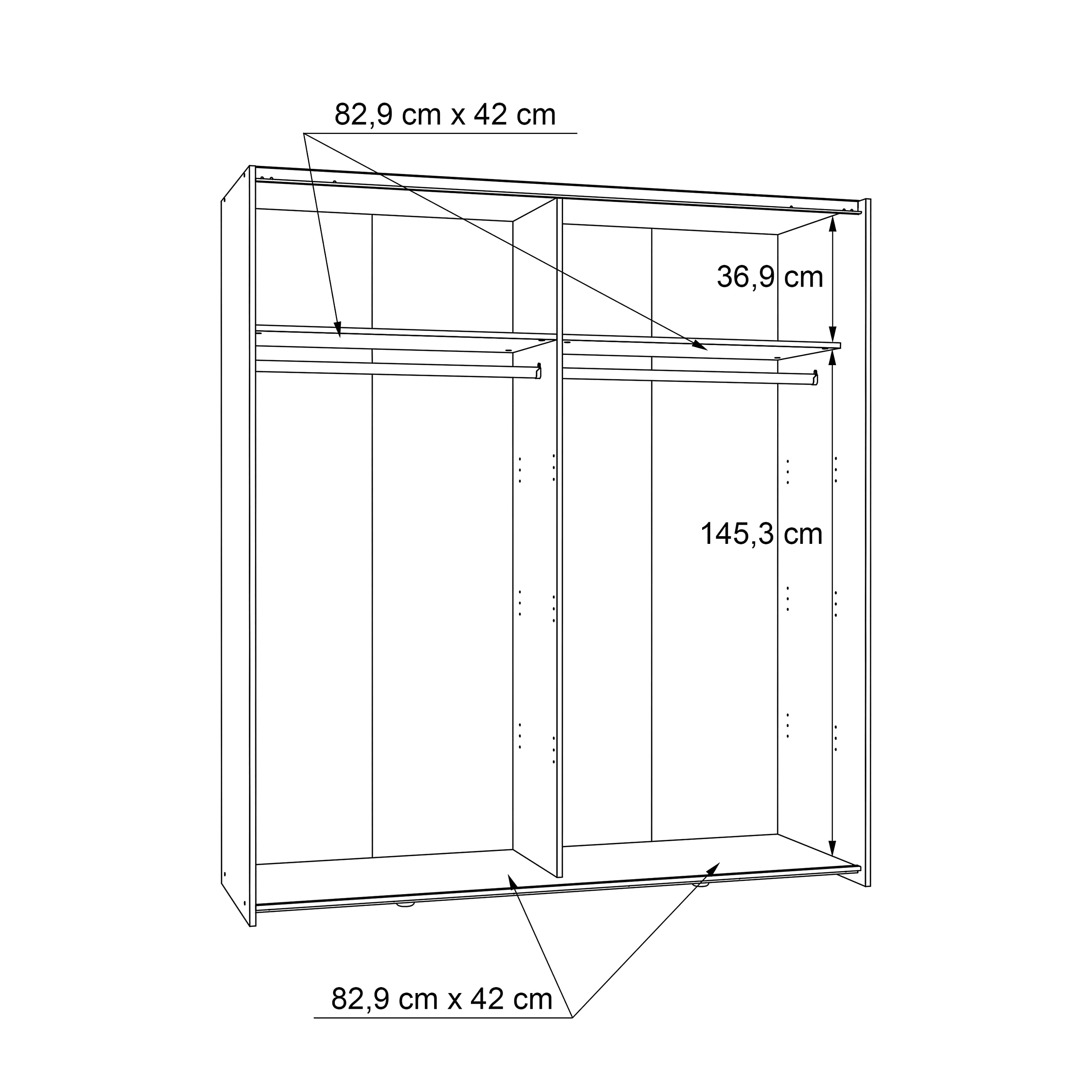 AVANTI TRENDSTORE Fajar Hängeschrank Kleiderschrank mit 2 Schiebetüren und Spiegel, aus Spanplatten, sehr geräumig, erhältlich in 2 verschiedenen Farben, Maße: LAP 170,3 x 190,5 x 61,2 cm