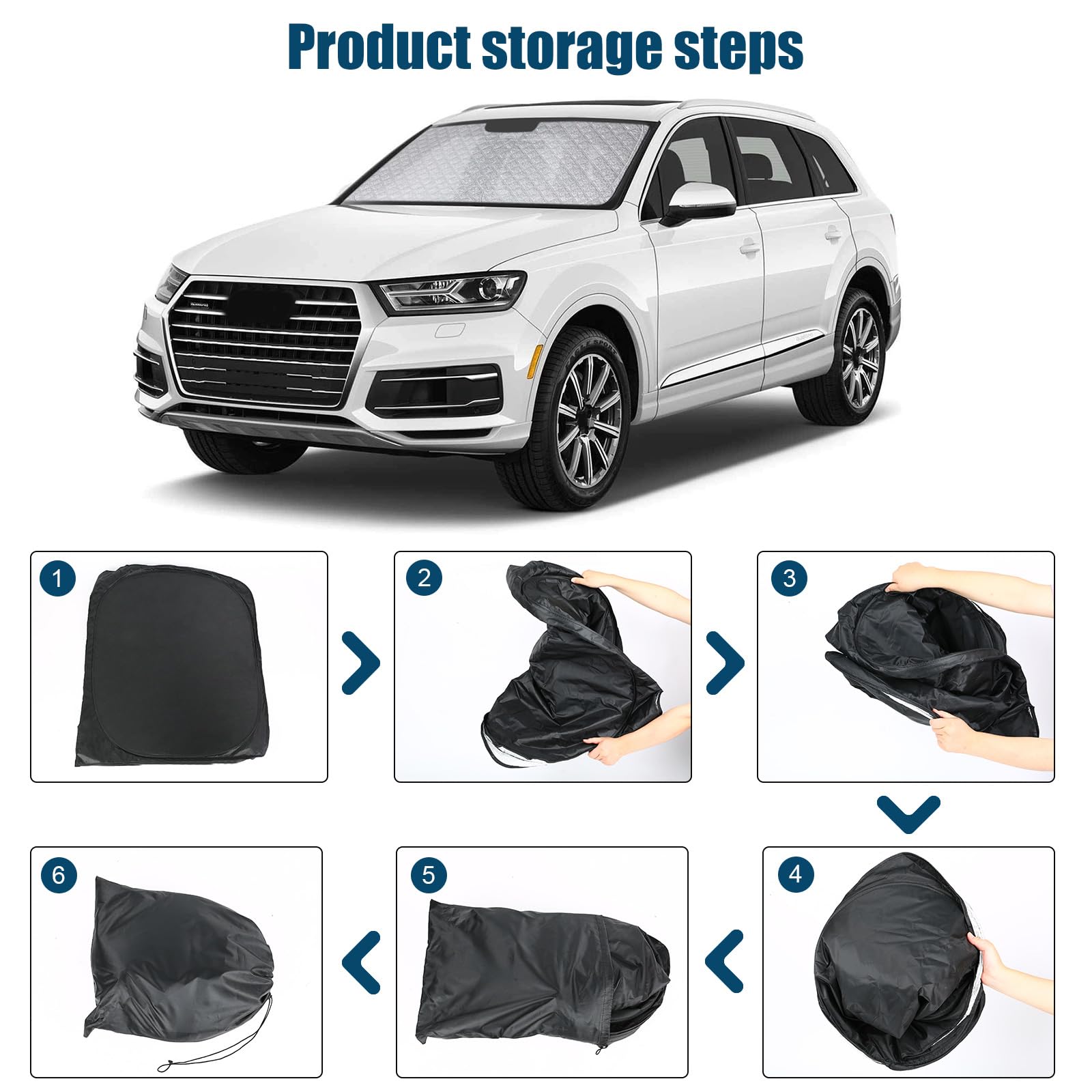 Parasol de Ventana Delantera de Coche Repuesto para Audi Q5 2018-2024, Parasol para Parabrisas de Coche en el Interior Plegable, Protección UV Reflectante contra el Polvo