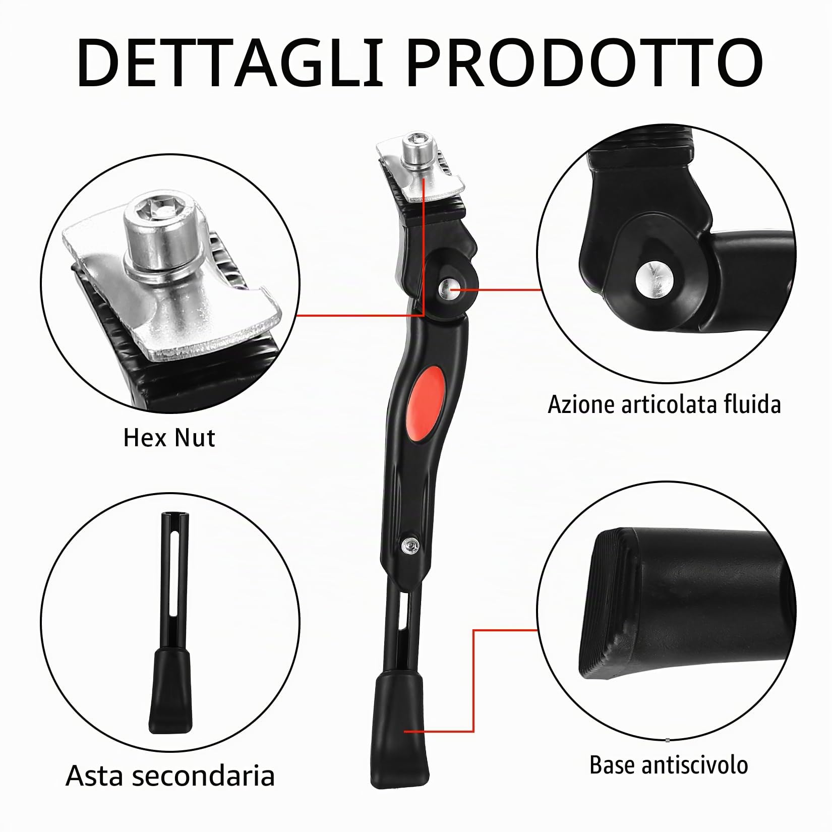 Cavalletto per bicicletta per 20 pollici, 24 pollici, 26 pollici, cavalletto universale per bicicletta, cavalletto laterale per bicicletta regolabile, cavalletto per bicicletta regolabile in altezza