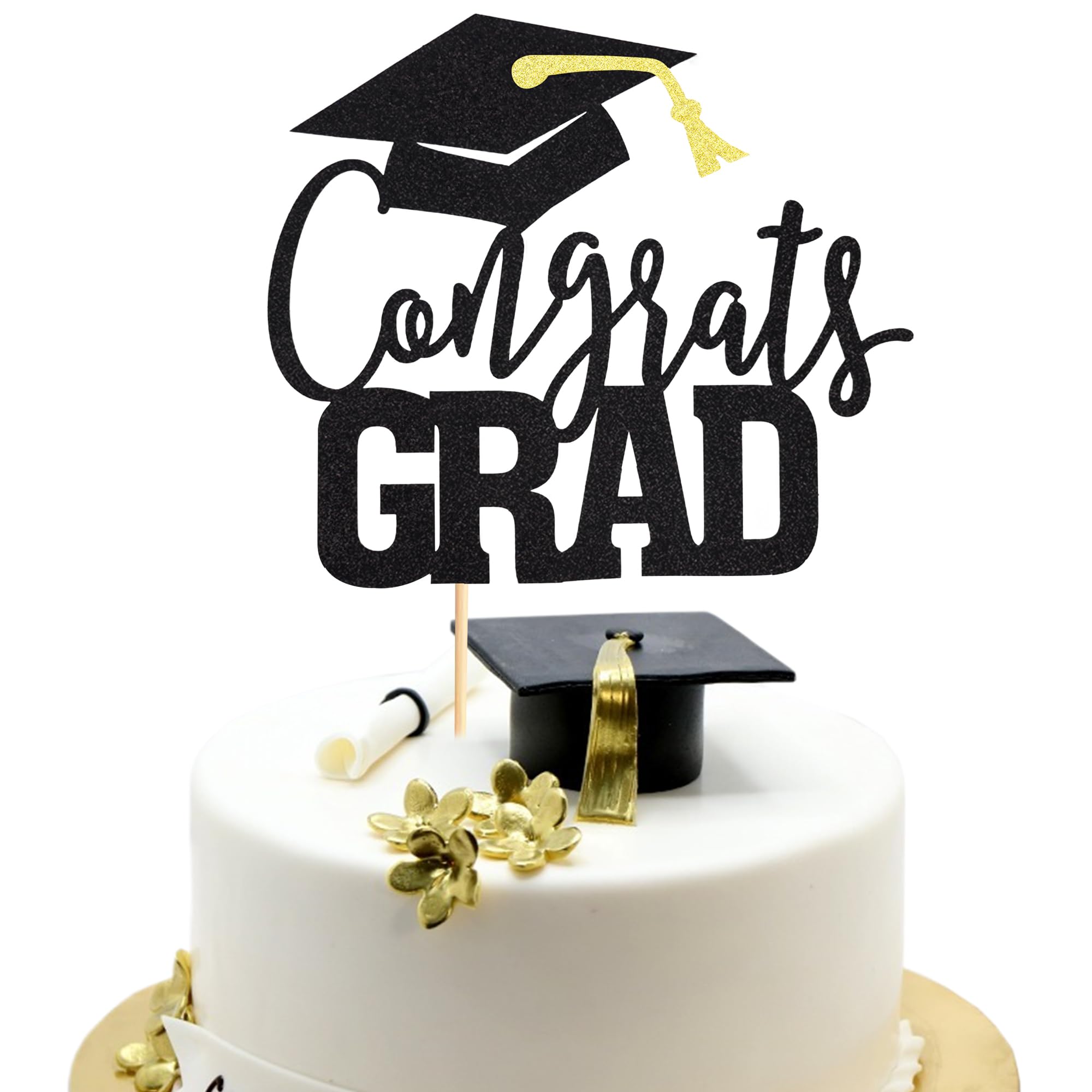 Toppers Per Torta Laurea 2023 - 2 Pezzi Con Scritte 'Laurea' E 'Congratulazioni', + Coriandoli, Rosso E Nero - Foto 10