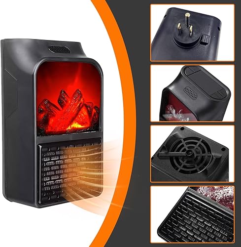 Miniatura 5 de Calentador enchufable para uso en interiores, calentador de espacio pequeño Ecoheat de 800 W con elemento calefactor de cerámica PTC, termostato