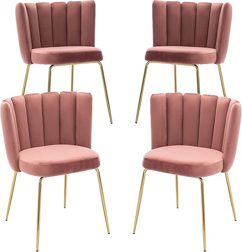 Miniatura 8 de Juego de 2 sillas de comedor de terciopelo con diseño de barril moderno, sillas laterales tapizadas con patas de metal dorado para el hogar, cocina,