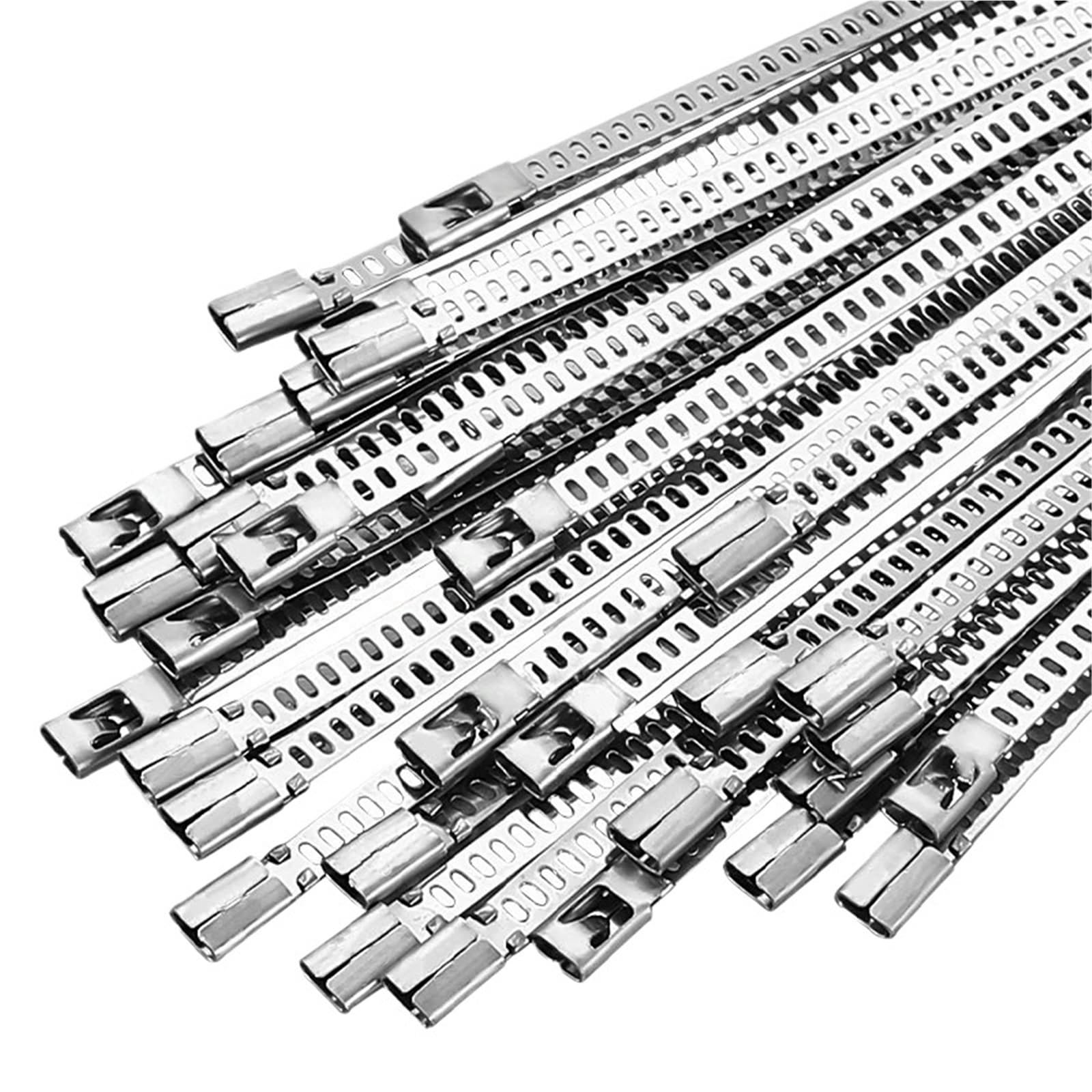 Erhtguo 5X200mm Self-Locking Cable Ties Stainless Steel Heavy Duty Multi-Purpose Metal Exhaust Wrap Locking Fasteners(,60Pcs)