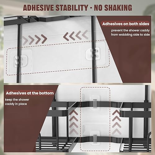 Miniatura 8 de REINHARDT Organizador de ducha ajustable para cabezales de ducha de mano, organizador de ducha con ganchos, soporte para cepillo de dientes, estante
