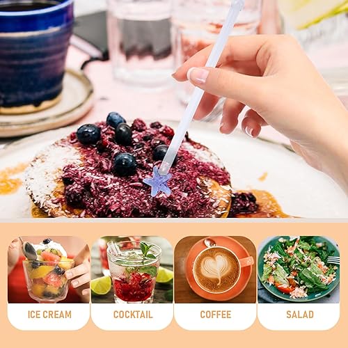 Miniatura 6 de 5 palitos de cristal Swizzle, agitadores de luna, lindos agitadores de bebidas, palitos de cóctel para agitar, cucharas para fiesta, cafetería, bar,