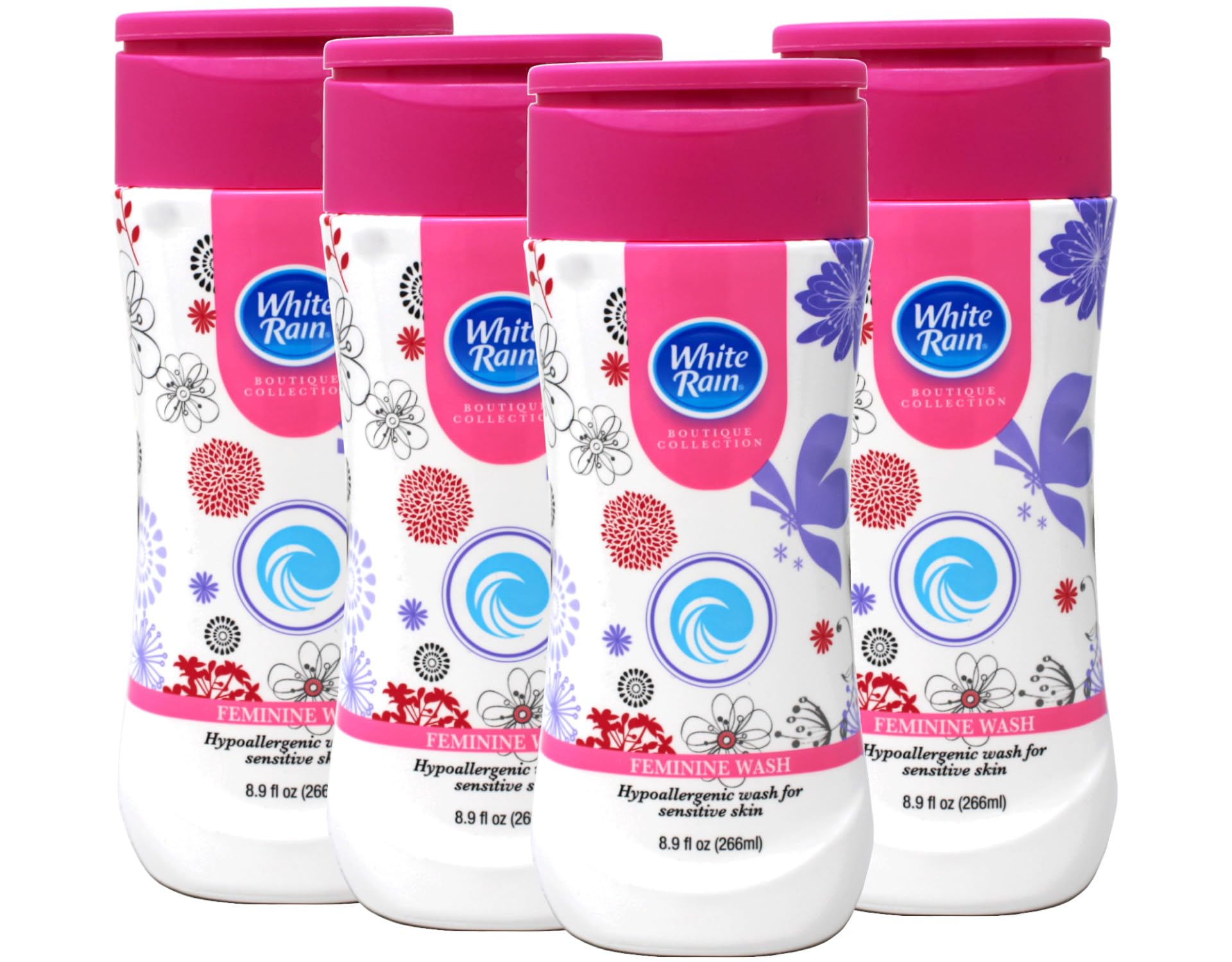 White Rain Boutique Collection Hypoallergenic Feminine Wash for Sensitive Skin, 8.9 Ounce - 4 Pack