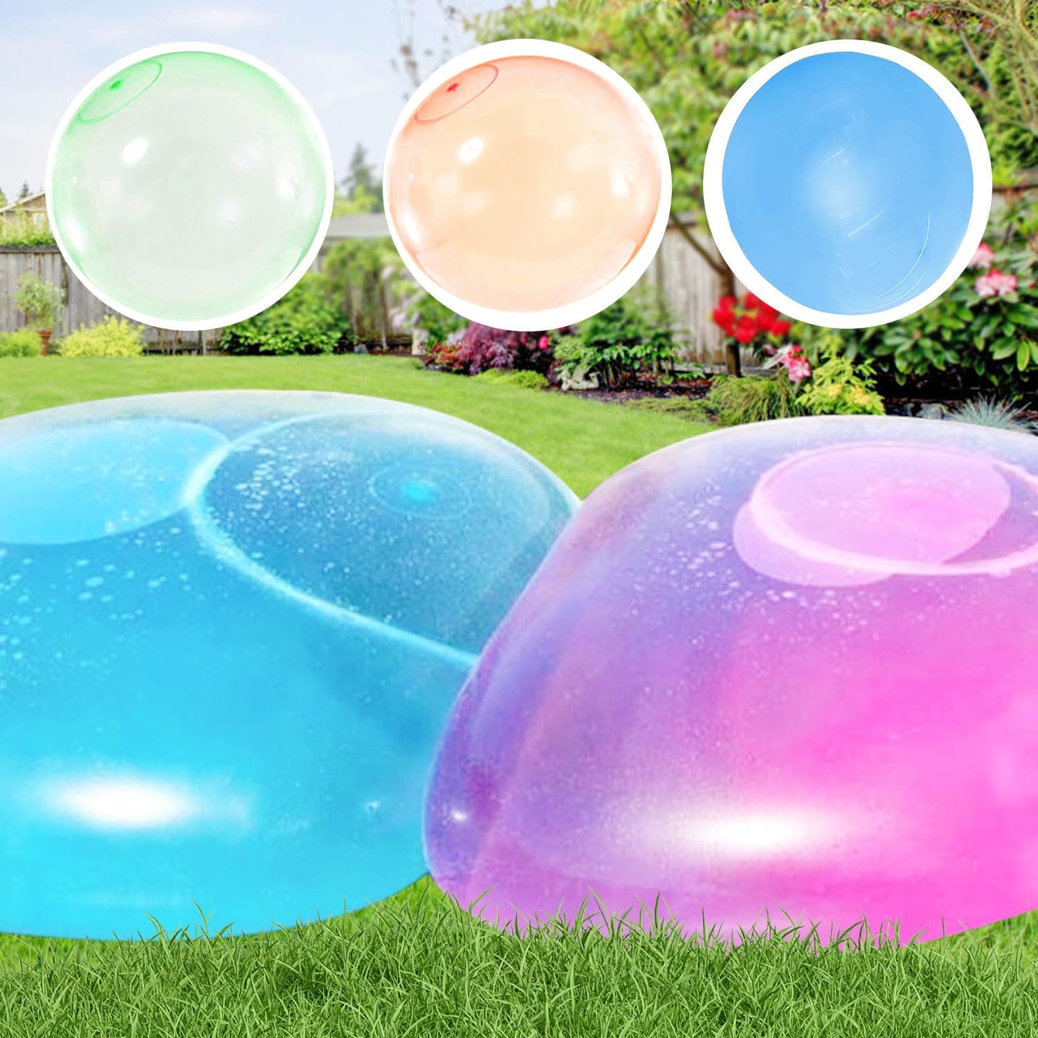 OPENDGO 47'' Giant Bubble Ball for Adults Inflatable Fun Ball Water Injection Bubble Ball Balloons Beach Garden Ball Soft Rubber Ball for Outdoor Indoor Party (Green)