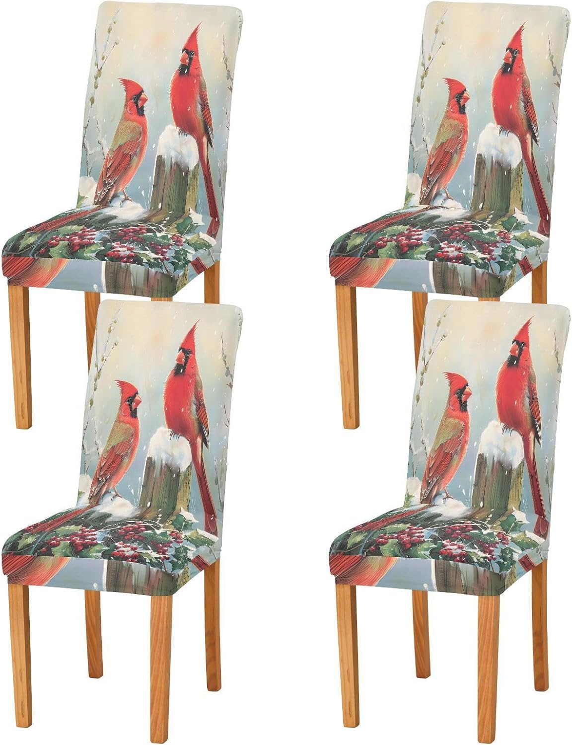 ALAZA Chair Covers for Dining Room, Red Birds Cardinals Stretch Chair Cover Sets Chair Protector Removable Washable for Ktichen Restaurant Hotel