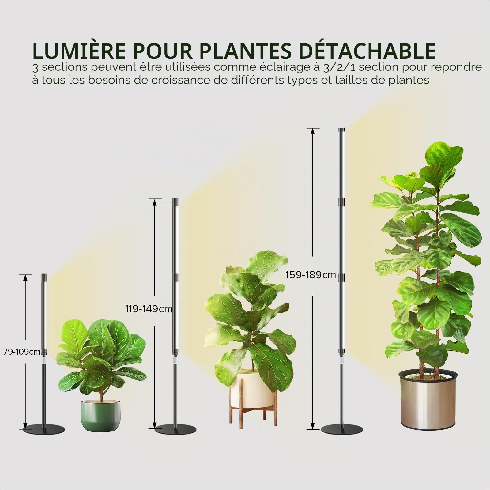 SANSI Lampe Horticole à Spectre Complet T10 80W, 159-189 cm, Télécommande