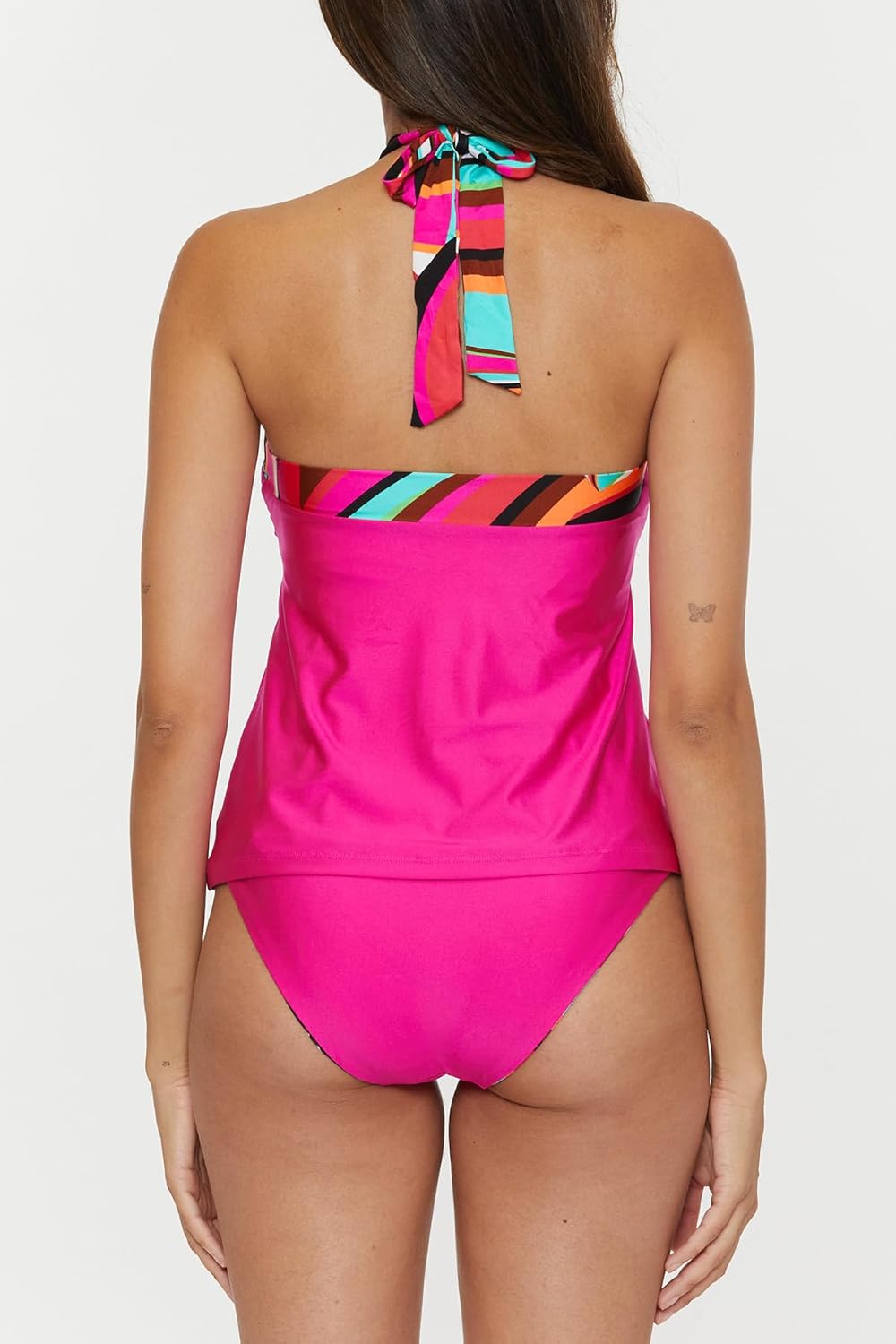 Trina Turk Women's Swoop Reversible High Neck Tankini, Adjustable, Tie Back, Swimsuit Tops - Image 6