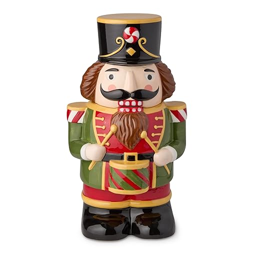 Nutcracker Parade Holiday Cookie Jar – Festive 3D Nutcracker Design, Ceramic Kitchen Storage Jar for Christmas Cookies, Treats, and Décor