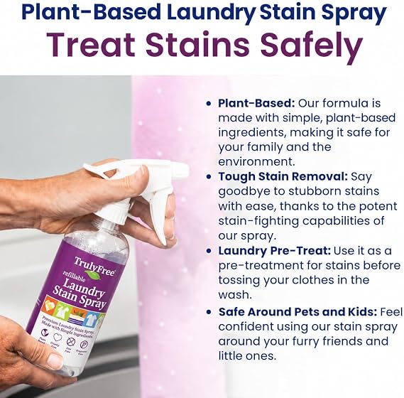 Truly Free Laundry Stain Remover Spray - 16oz + 1 Fill, 3oz